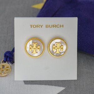 Tory Burch Roxanne Button Stud in Ivory Mother of Pearl (Brand New)